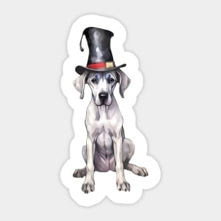 Watercolor Great Dane Dog in Magic Hat Sticker